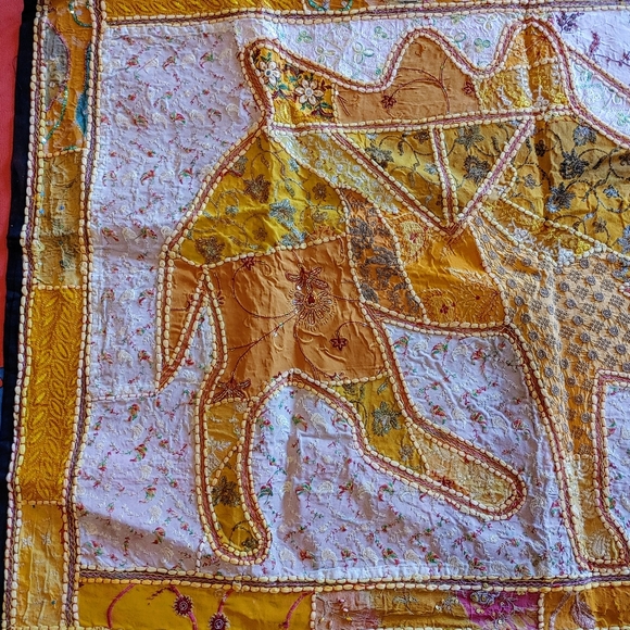 Boho Wall Decor Colorful Camel Tapestry Hand Beaded Gold Camel - Picture 5 of 9